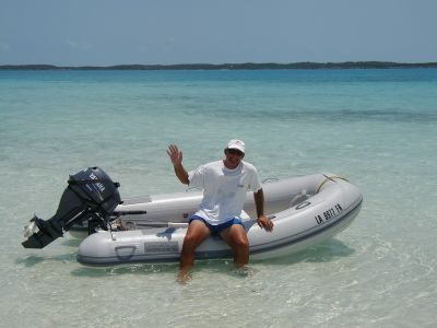 Buddy on Dinghy